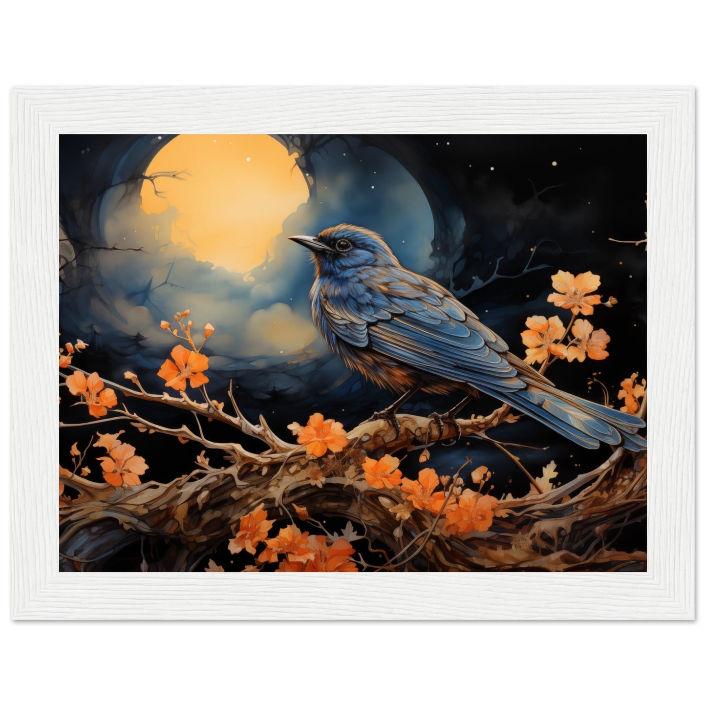 Bird with glowing Moon background