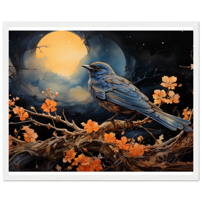 Bird with glowing Moon background