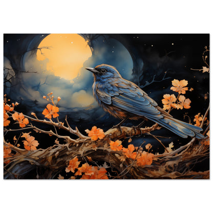 Bird with glowing moon background