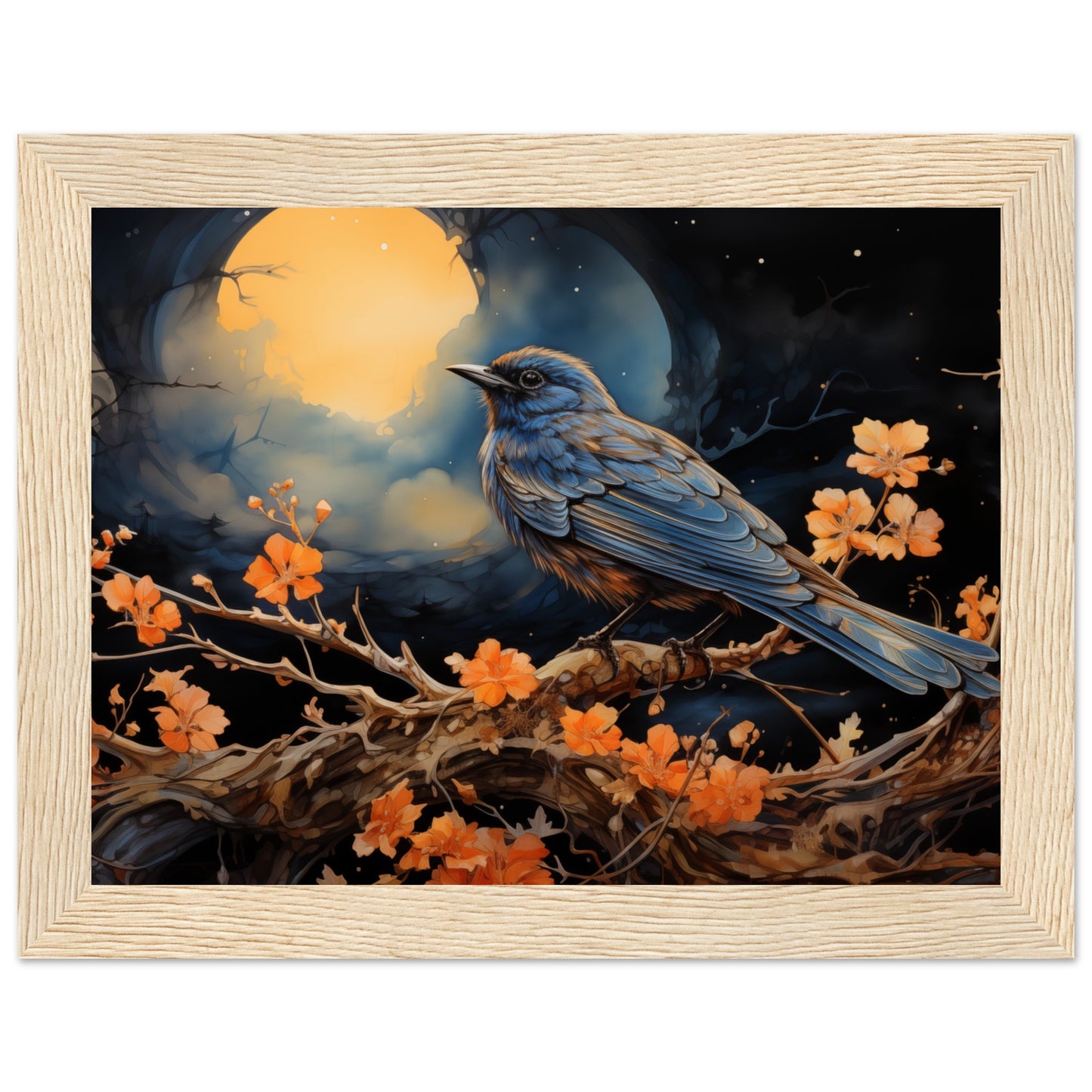 Bird with glowing Moon background