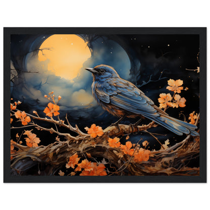 Bird with glowing Moon background