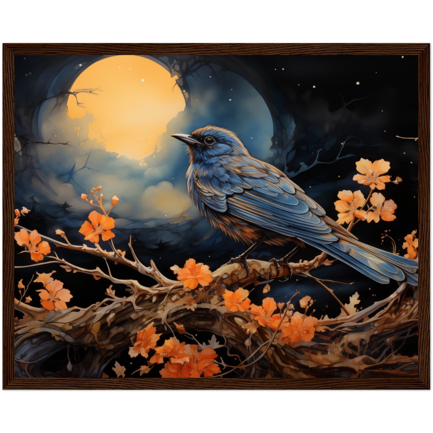 Bird with glowing Moon background