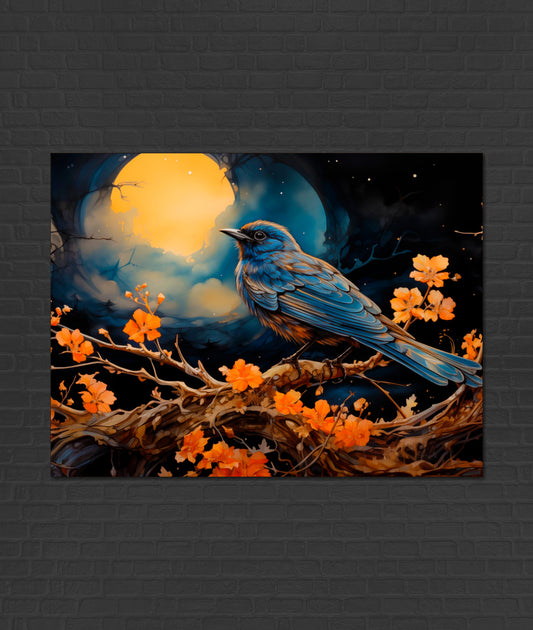 Bird with glowing moon background