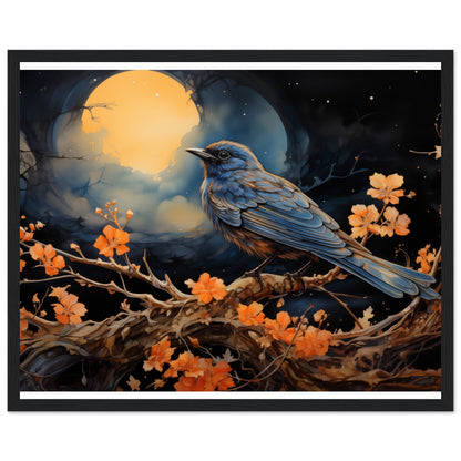 Bird with glowing Moon background