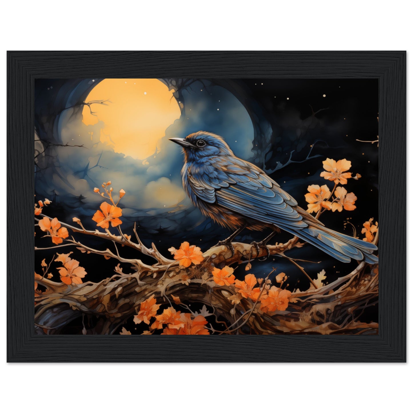 Bird with glowing Moon background