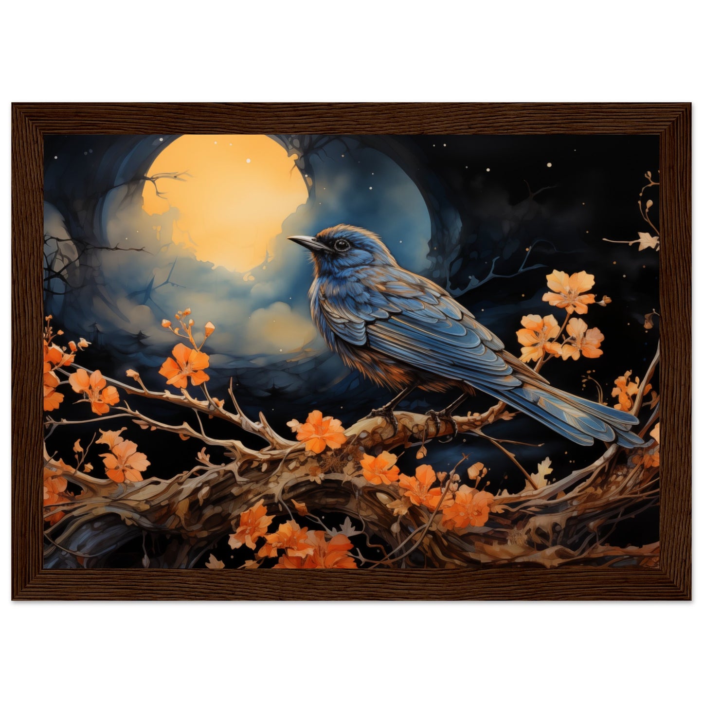 Bird with glowing Moon background