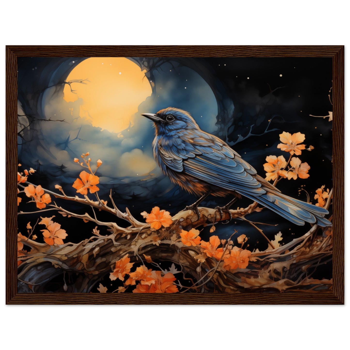 Bird with glowing Moon background