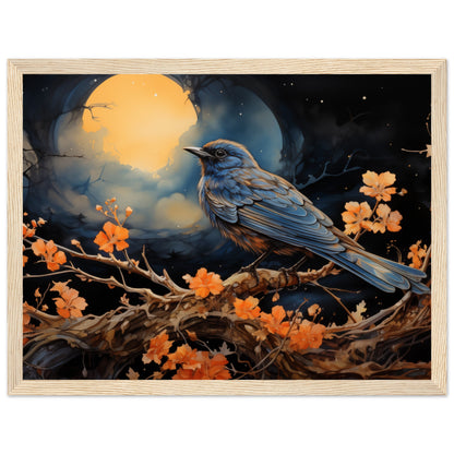 Bird with glowing Moon background