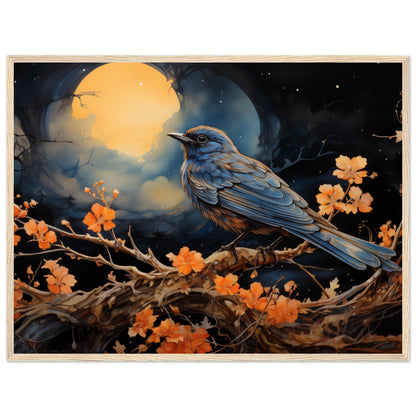 Bird with glowing Moon background